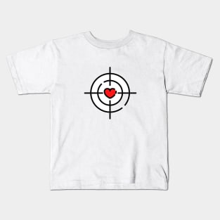 red heart black target design Kids T-Shirt